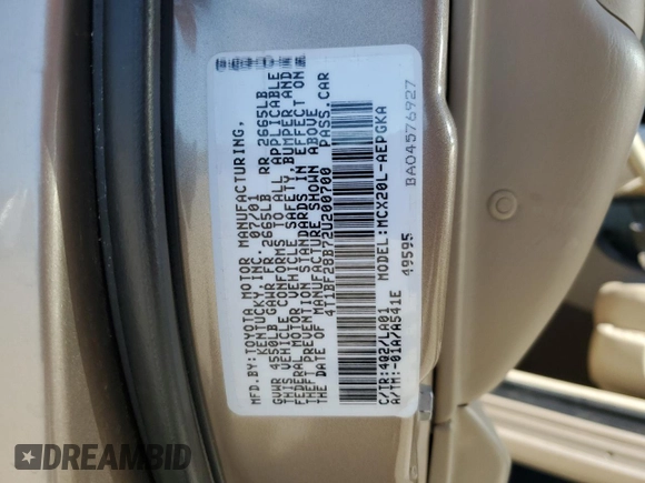 2002 Toyota Avalon XL z VIN 4T1BF28B72U200700, wystawiony jako Copart lot #50809455 z przebiegiem 151 328 mil mil oraz Szkoda całkowita • Salvage title. Historia ofert i sprzedaży dostępna na DreamBid. Obrazek 14.