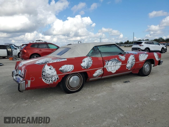 1973 Cadillac Eldorado z VIN 6L67S30429866, wystawiony jako Copart lot #87187334 z przebiegiem 94 585 mil mil oraz Szkoda całkowita • Salvage title. Historia ofert i sprzedaży dostępna na DreamBid. Obrazek 3.