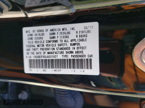 2018 Acura TLX w/A-SPEC Pkg z VIN 19UUB2F66JA001637, wystawiony jako Copart lot #54887015 z przebiegiem 97 517 mil mil oraz Szkoda całkowita • Salvage title. Historia ofert i sprzedaży dostępna na DreamBid. Obrazek 12.