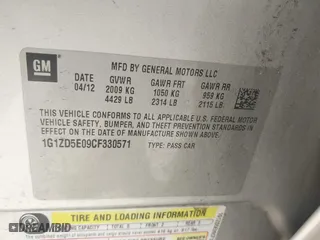 2012 Chevrolet Malibu LT w/2LT with VIN 1G1ZD5E09CF330571, listed as a IAAI auction lot 42103653 with 203,135 mi miles. Bid and sale history available at carsss.com. Image 9.