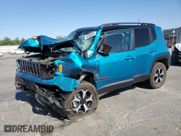 2021 Jeep Renegade Trailhawk with VIN ZACNJDC1XMPN25708, listed as a Copart auction lot 62526485 with 56,816 mi miles and Salvage title. Bid and sale history available at DreamBid. Image 1.