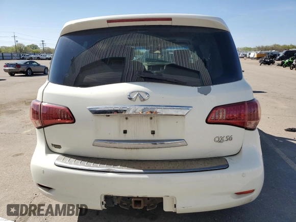 2012 Infiniti QX56 7-passenger with VIN JN8AZ2NE1C9017744, listed as a Copart auction lot 52988725 with 142,820 mi miles and Salvage title. Bid and sale history available at DreamBid. Image 6.