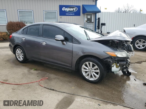 2012 Honda Civic EX with VIN 19XFB2F82CE026088, listed as a Copart auction lot 51081985 with Not Provided miles and Non Repairable. Bid and sale history available at DreamBid. Image 4.
