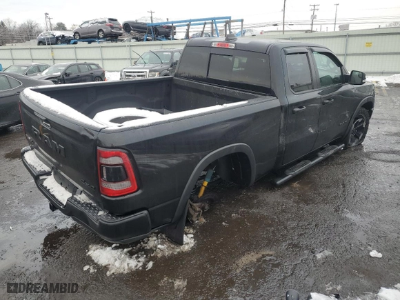 2019 Ram 1500 Rebel with VIN 1C6RRFEGXKN843237, listed as a Copart auction lot 86972454 with 63,346 mi miles and Salvage Title. Bid and sale history available at carsss.com. Image 3.