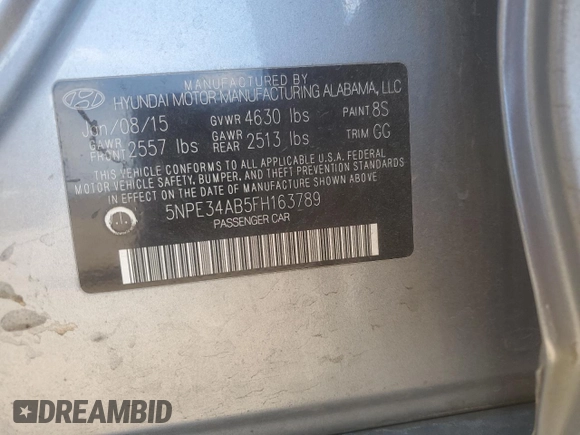2015 Hyundai Sonata Limited z VIN 5NPE34AB5FH163789, wystawiony jako Copart lot #53722105 z przebiegiem 89 558 mil mil oraz Szkoda całkowita • Salvage title. Historia ofert i sprzedaży dostępna na DreamBid. Obrazek 13.