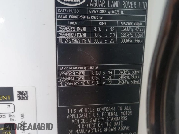 2024 Land Rover Defender X-Dynamic SE with VIN SALE27EUXR2289502, listed as a Copart auction lot 51872275 with 7,556 mi miles and Salvage title. Bid and sale history available at DreamBid. Image 13.