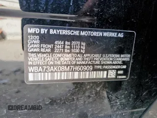 2021 BMW 2 Series 228i xDrive with VIN WBA73AK08M7H60909, listed as a Copart auction lot 59576345 with 46,602 mi miles and Salvage title. Bid and sale history available at DreamBid. Image 12.