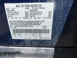 2017 Ford Explorer с VIN 1FM5K7BH6HGD16142, выставлен на аукционе IAAI как лот 41931553 с пробегом 114 322 миль миль и . История ставок и продаж доступна на DreamBid. Изображение 9.