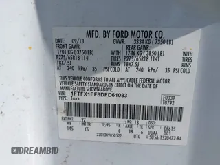 2013 Ford F-150 XL with VIN 1FTFX1EF8DFD61083, listed as a IAAI auction lot 42066005 with 203,918 mi miles. Bid and sale history available at carsss.com. Image 9.
