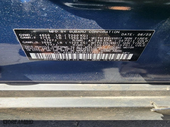 2024 Subaru Outback with VIN 4S4BTAAC9R3120238, listed as a Copart auction lot 69047364 with 3,721 mi miles and Salvage Title. Bid and sale history available at carsss.com. Image 13.