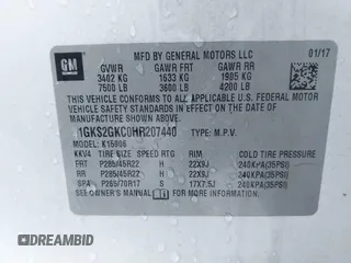 2017 GMC Yukon XL SLT z VIN 1GKS2GKC0HR207440, wystawiony jako IAAI lot #41715100 z przebiegiem 139 529 mil mil oraz . Historia ofert i sprzedaży dostępna na DreamBid. Obrazek 9.