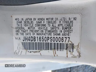 1993 Acura Integra z VIN JH4DB1650PS000677, wystawiony jako IAAI lot #42301738 z przebiegiem 148 492 mil mil oraz . Historia ofert i sprzedaży dostępna na DreamBid. Obrazek 9.