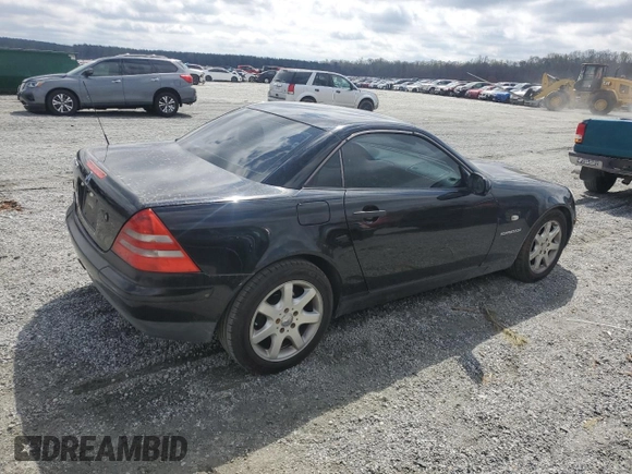1999 Mercedes-Benz SLK-Class with VIN WDBKK47F2XF102927, listed as a Copart auction lot 50265585 with 184,918 mi miles and Salvage Title. Bid and sale history available at carsss.com. Image 3.