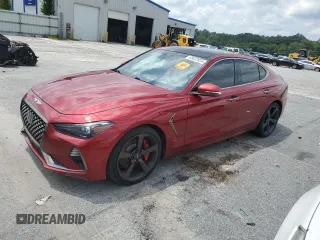 2019 Genesis G70 3.3T Advanced with VIN KMTG34LE3KU021961, listed as a Copart auction lot 65022834 with 45,498 mi miles and Salvage Title. Bid and sale history available at carsss.com. Image 1.
