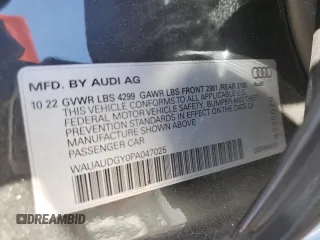 2023 Audi A3 Premium z VIN WAUAUDGY0PA047025, wystawiony jako Copart lot #63116293 z przebiegiem 1 232 mil mil oraz . Historia ofert i sprzedaży dostępna na DreamBid. Obrazek 12.