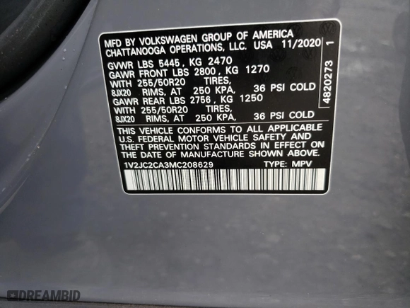 2021 Volkswagen Atlas Cross Sport 2.0T SE w/Technology with VIN 1V2JC2CA3MC208629, listed as a Copart auction lot 61312013 with 31,027 mi miles. Bid and sale history available at carsss.com. Image 12.