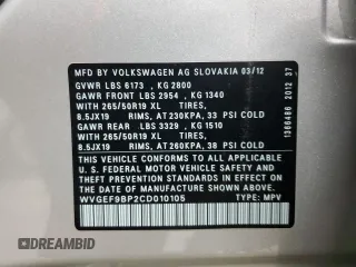 2012 Volkswagen Touareg Lux z VIN WVGEF9BP2CD010105, wystawiony jako Copart lot #52517015 z przebiegiem 74 279 mil mil oraz Szkoda całkowita • Salvage title. Historia ofert i sprzedaży dostępna na DreamBid. Obrazek 15.
