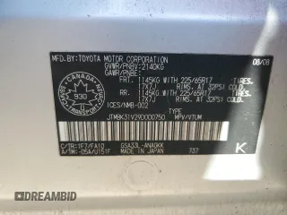 2009 Toyota RAV4 Ltd with VIN JTMBK31V29D000750, listed as a Copart auction lot 47974635 with 0 mi miles and Salvage Title. Bid and sale history available at carsss.com. Image 14.