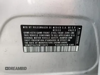 2012 Volkswagen Jetta S with VIN 3VWKP7AJ7CM712072, listed as a Copart auction lot 58698225 with 181,748 mi miles and Salvage title. Bid and sale history available at DreamBid. Image 12.