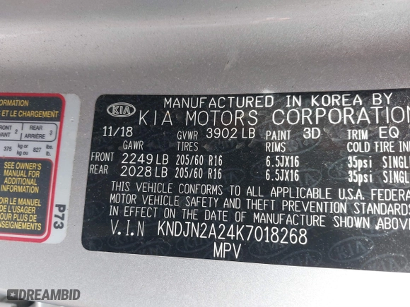 2019 Kia Soul with VIN KNDJN2A24K7018268, listed as a IAAI auction lot 40324198 with 84,432 mi miles. Bid and sale history available at carsss.com. Image 9.