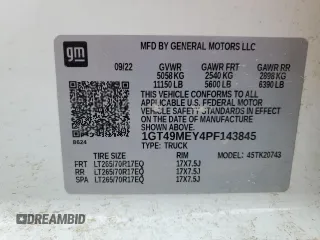 2023 GMC Sierra 2500HD SLE z VIN 1GT49MEY4PF143845, wystawiony jako Copart lot #48403215 z przebiegiem 47 843 mil mil oraz Szkoda całkowita • Salvage title. Historia ofert i sprzedaży dostępna na DreamBid. Obrazek 12.