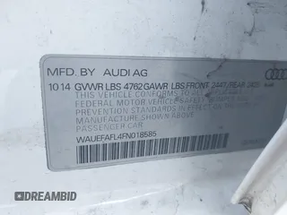 2015 Audi A4 Premium Plus z VIN WAUEFAFL4FN018585, wystawiony jako IAAI lot #41720730 z przebiegiem 65 807 mil mil oraz . Historia ofert i sprzedaży dostępna na DreamBid. Obrazek 9.