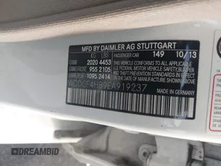 2014 Mercedes-Benz C 250 Sport with VIN WDDGF4HB9EA919237, listed as a IAAI auction lot 39876154 with 110,766 mi miles and . Bid and sale history available at carsss.com. Image 9.