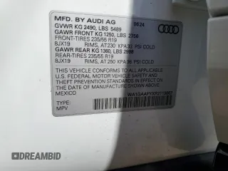 2024 Audi Q5 S line Premium with VIN WA1GAAFYXR2119667, listed as a Copart auction lot 55909455 with 8,383 mi miles and Salvage title. Bid and sale history available at DreamBid. Image 13.
