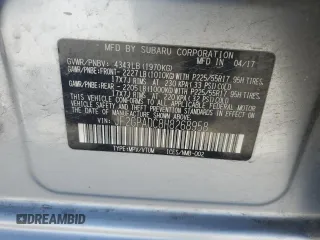 2017 Subaru Crosstrek Premium with VIN JF2GPADC8H8268958, listed as a Copart auction lot 59991925 with 68,637 mi miles and Salvage title. Bid and sale history available at DreamBid. Image 12.