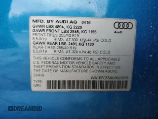 2016 Audi Q3 Premium Plus with VIN WA1EFCFS8GR022679, listed as a Copart auction lot 52772955 with 105,115 mi miles and Non repairable. Bid and sale history available at DreamBid. Image 15.
