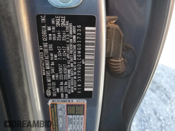 2021 Kia Sorento LX z VIN 5XYRGDLC6MG017336, wystawiony jako Copart lot #50144775 z przebiegiem 84 757 mil mil oraz Szkoda całkowita • Salvage title. Historia ofert i sprzedaży dostępna na DreamBid. Obrazek 15.