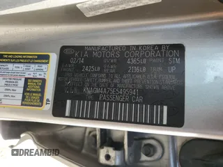2014 Kia Optima LX with VIN KNAGM4A75E5495941, listed as a Copart auction lot 47105425 with 116,297 mi miles and Salvage title. Bid and sale history available at DreamBid. Image 12.