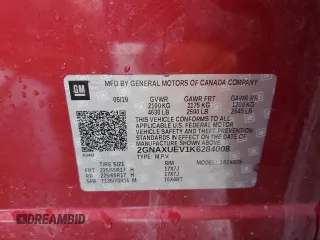 2019 Chevrolet Equinox LT with VIN 2GNAXUEV1K6284008, listed as a Copart auction lot 48969595 with 64,850 mi miles and Salvage Title. Bid and sale history available at carsss.com. Image 15.