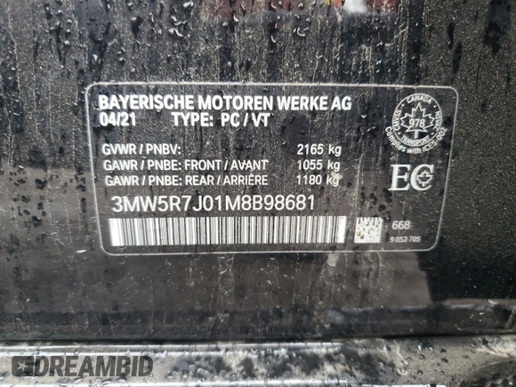 2021 BMW 3 Series 330i xDrive z VIN 3MW5R7J01M8B98681, wystawiony jako Copart lot #58473725 z przebiegiem 15 407 mil mil oraz Czysty tytuł • Clean title. Historia ofert i sprzedaży dostępna na DreamBid. Obrazek 12.
