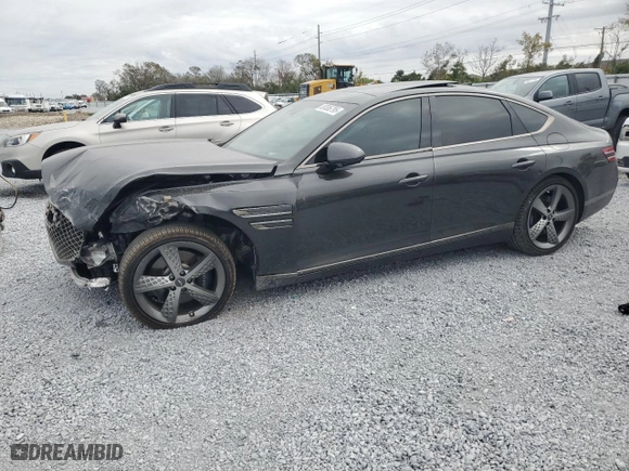 2023 Genesis G80 3.5T Sport with VIN KMTGB4SD1PU185034, listed as a Copart auction lot 89306795 with 10,335 mi miles and Salvage Title. Bid and sale history available at carsss.com. Image 1.