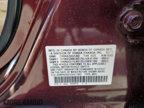 2012 Acura MDX z VIN 2HNYD2H21CH517407, wystawiony jako Copart lot #56418545 z przebiegiem 124 737 mil mil oraz Szkoda całkowita • Salvage title. Historia ofert i sprzedaży dostępna na DreamBid. Obrazek 13.