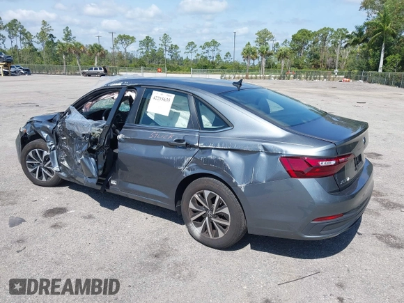 2024 Volkswagen Jetta S with VIN 3VW5M7BU2RM074403, listed as a IAAI auction lot 42215635 with 2,483 mi miles and . Bid and sale history available at DreamBid. Image 3.