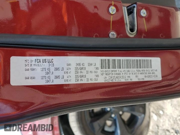2019 Jeep Cherokee Altitude with VIN 1C4PJMLX6KD413516, listed as a Copart auction lot 59200374 with Not Provided miles and Salvage Title. Bid and sale history available at DreamBid. Image 14.