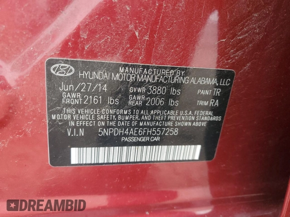 2015 Hyundai Elantra SE z VIN 5NPDH4AE6FH557258, wystawiony jako Copart lot #61659375 z przebiegiem 222 798 mil mil oraz Nie do naprawy • Non repairable. Historia ofert i sprzedaży dostępna na DreamBid. Obrazek 12.
