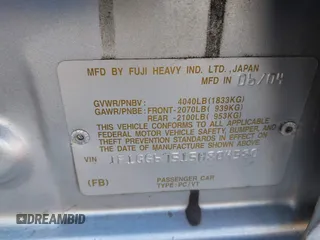 2005 Subaru Impreza RS с VIN JF1GG67515H804580, выставлен на аукционе IAAI как лот 41245718 с пробегом 128 950 миль миль и . История ставок и продаж доступна на DreamBid. Изображение 9.
