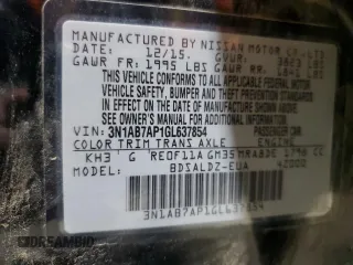 2016 Nissan Sentra SR with VIN 3N1AB7AP1GL637854, listed as a Copart auction lot 51482565 with 134,788 mi miles and Salvage Title. Bid and sale history available at DreamBid. Image 15.