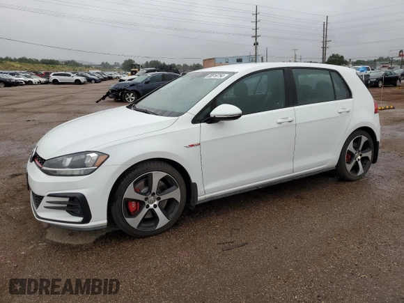 2019 Volkswagen Golf GTI S with VIN 3VW6T7AUXKM000967, listed as a Copart auction lot 58516754 with 43,355 mi miles and Salvage Title. Bid and sale history available at carsss.com. Image 1.