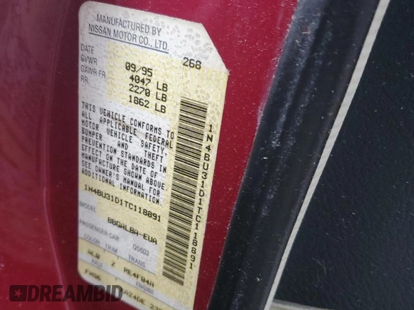 1996 Nissan Altima XE z VIN 1N4BU31D1TC118891, wystawiony jako Copart lot #73860614 z przebiegiem 158 039 mil mil oraz Szkoda całkowita • Salvage title. Historia ofert i sprzedaży dostępna na DreamBid. Obrazek 14.