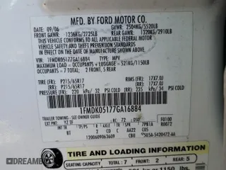 2007 Ford Freestyle SEL with VIN 1FMDK05177GA16884, listed as a Copart auction lot 71770444 with 219,112 mi miles and Clean Title. Bid and sale history available at carsss.com. Image 12.