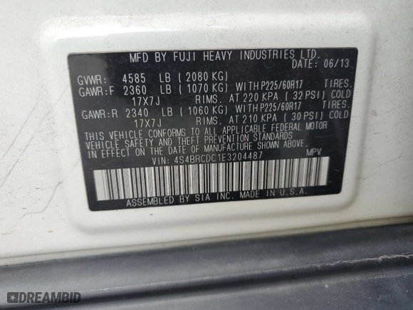 2014 Subaru Outback 2.5i Premium with VIN 4S4BRCDC1E3204487, listed as a Copart auction lot 61217004 with 0 mi miles and Salvage Title. Bid and sale history available at carsss.com. Image 12.