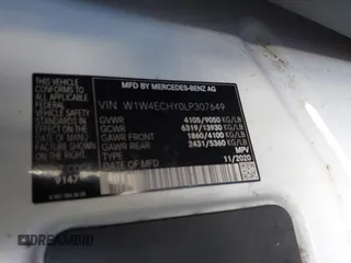 2020 Mercedes-Benz Sprinter Cargo with VIN W1W4ECHY0LP307649, listed as a IAAI auction lot 41430640 with Not Provided miles and . Bid and sale history available at carsss.com. Image 9.