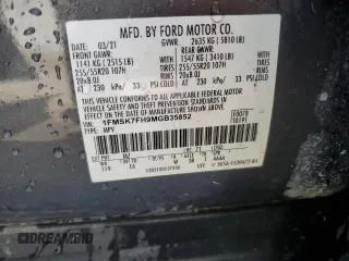 2021 Ford Explorer Limited with VIN 1FMSK7FH9MGB35852, listed as a Copart auction lot 52357815 with 100,954 mi miles and Salvage title. Bid and sale history available at DreamBid. Image 13.