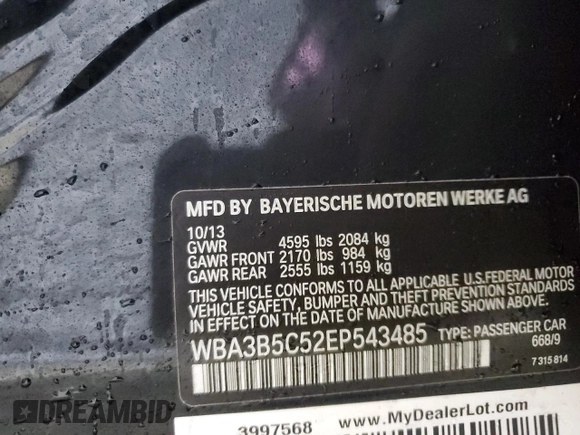 2014 BMW 3 Series 328i xDrive с VIN WBA3B5C52EP543485, выставлен на аукционе Copart как лот 47475075 с пробегом 119 486 миль миль и Списание • Salvage title. История ставок и продаж доступна на DreamBid. Изображение 12.