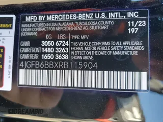 2024 Mercedes-Benz GLE 53 AMG with VIN 4JGFB6BBXRB115904, listed as a Copart auction lot 88603895 with 9,451 mi miles and Salvage title. Bid and sale history available at DreamBid. Image 14.