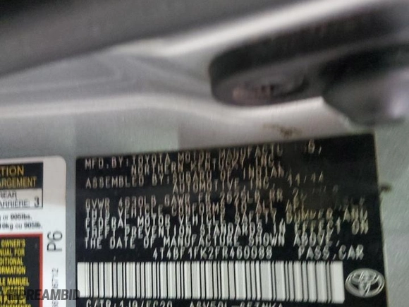 2015 Toyota Camry XLE with VIN 4T4BF1FK2FR460088, listed as a Copart auction lot 83880554 with 101,846 mi miles and Non Repairable. Bid and sale history available at carsss.com. Image 13.
